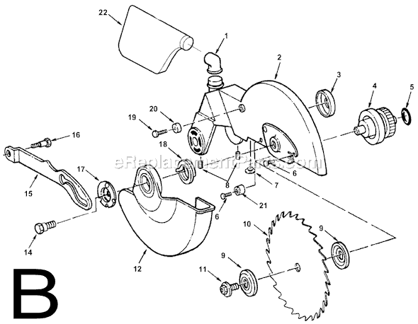 Page B Diagram and Parts List for MS10501  Ridgid Miter Saw