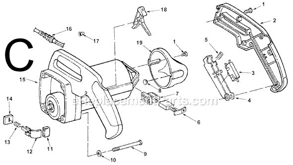 Page C Diagram and Parts List for MS10501  Ridgid Miter Saw
