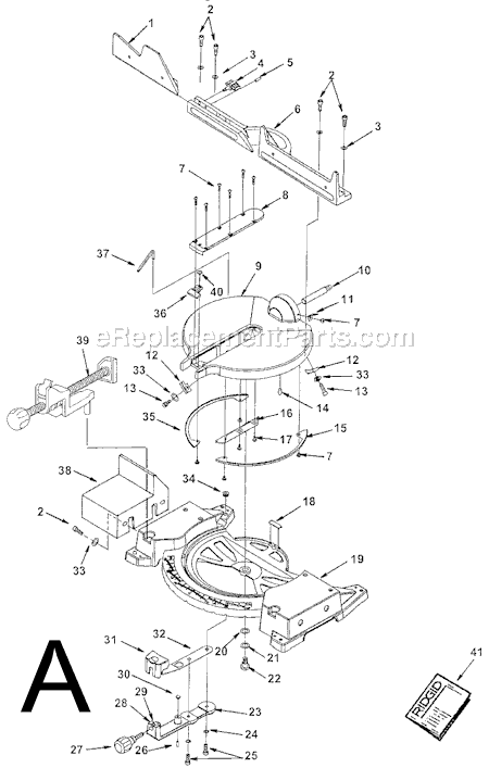 Page A Diagram and Parts List for MS12501  Ridgid Miter Saw