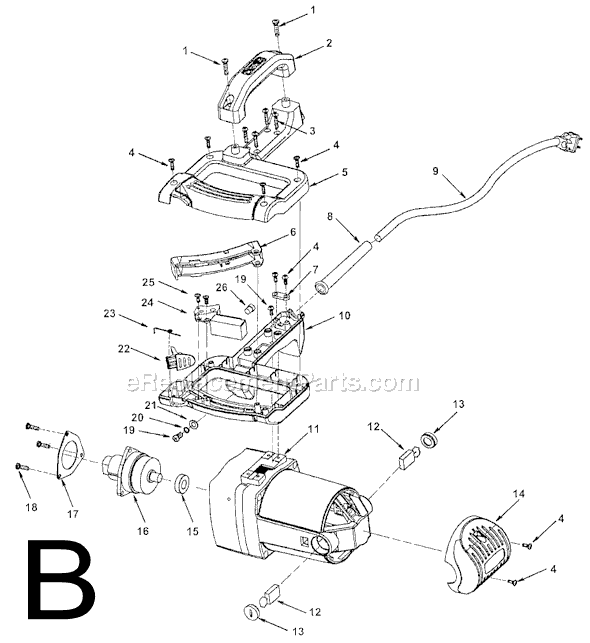 Page B Diagram and Parts List for MS12501  Ridgid Miter Saw