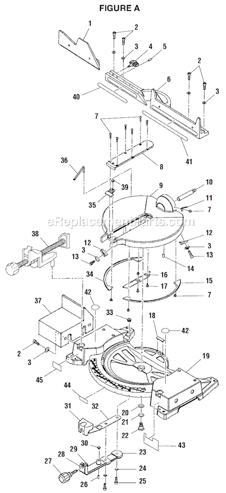 Page A Diagram and Parts List for MS1250LZ1  Ridgid Miter Saw