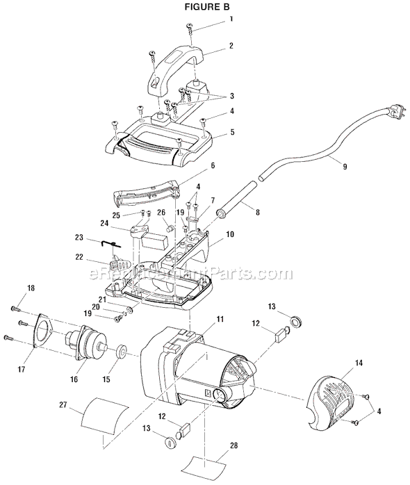 Page B Diagram and Parts List for MS1250LZ1  Ridgid Miter Saw