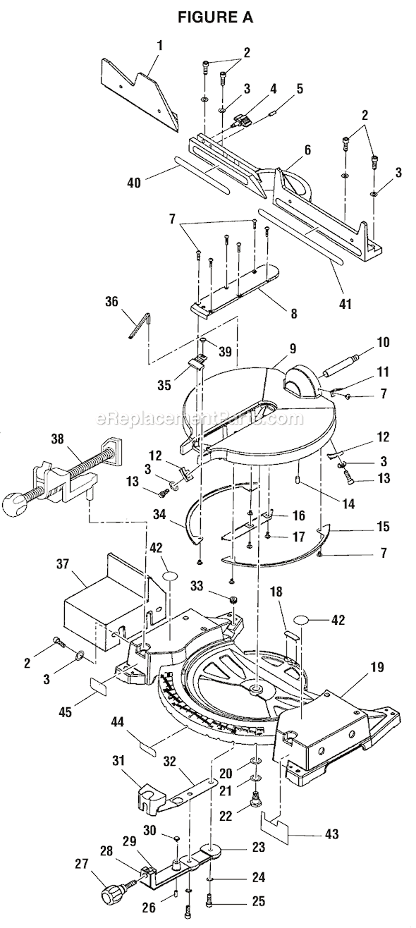 Page A Diagram and Parts List for MS1250LZA  Ridgid Miter Saw