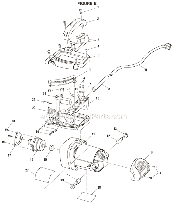Page B Diagram and Parts List for MS1250LZA  Ridgid Miter Saw