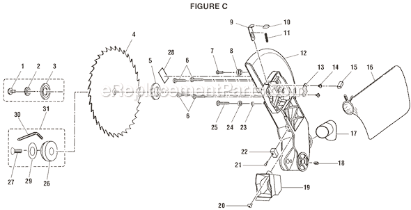 Page C Diagram and Parts List for MS1250LZA  Ridgid Miter Saw