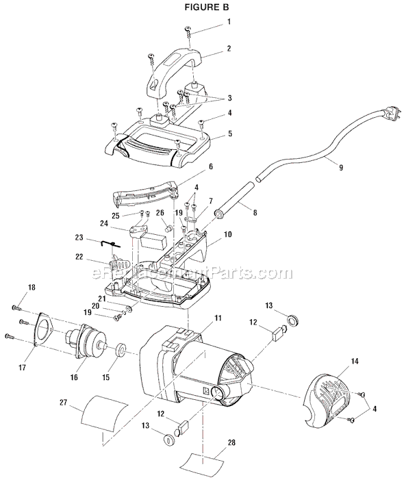Page B Diagram and Parts List for MS1250LZ  Ridgid Miter Saw