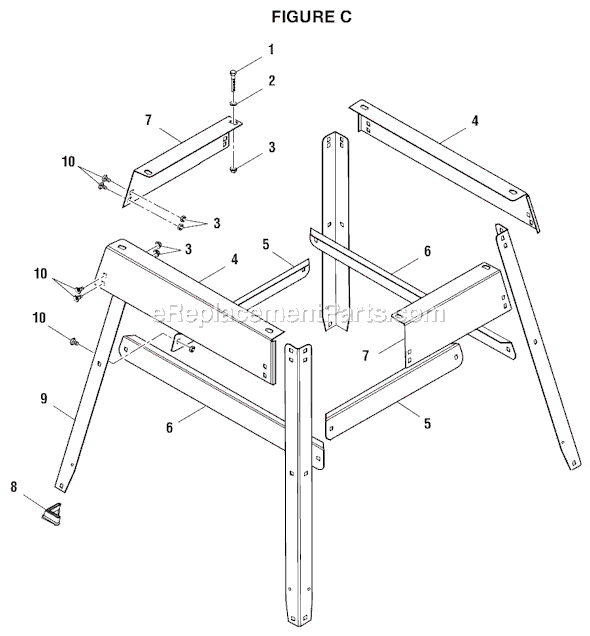Page C Diagram and Parts List for MS1250LZ  Ridgid Miter Saw