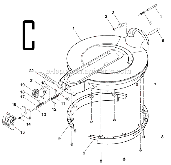 Page C Diagram and Parts List for MS1290LZ1  Ridgid Miter Saw
