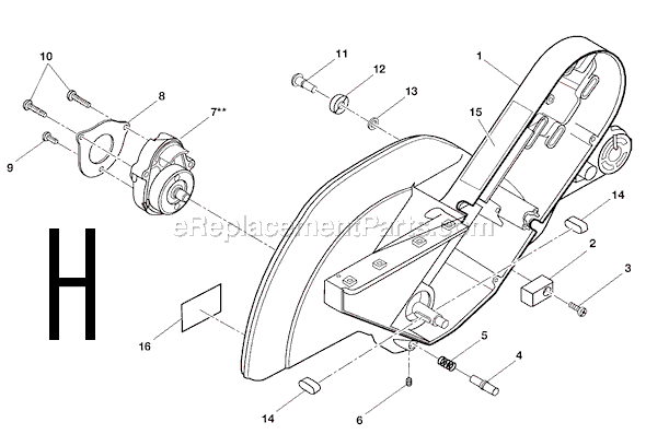 Page H Diagram and Parts List for MS1290LZA  Ridgid Miter Saw