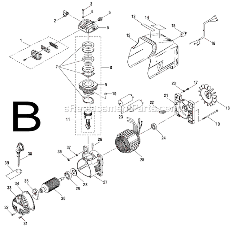 Page B Diagram and Parts List for OL50145MW  Ridgid Compressor