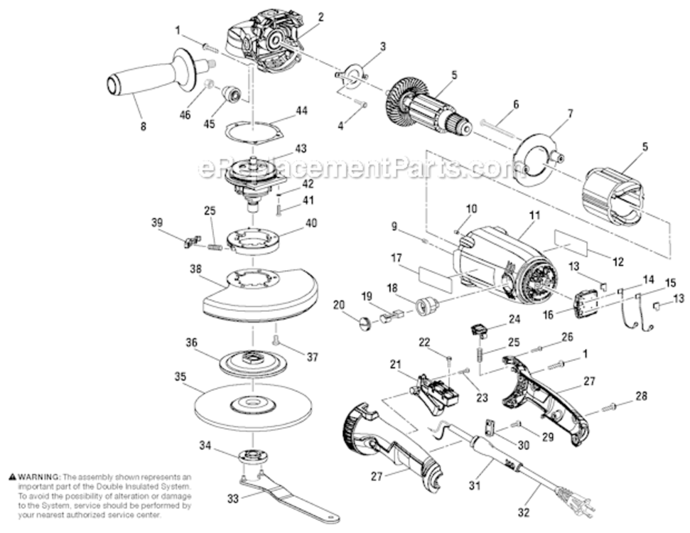 Page A Diagram and Parts List for R10201  Ridgid Angle Grinder
