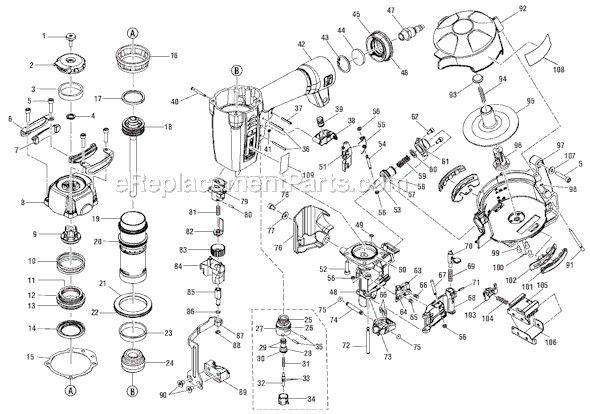 Page A Diagram and Parts List for R175RND  Ridgid Nailer