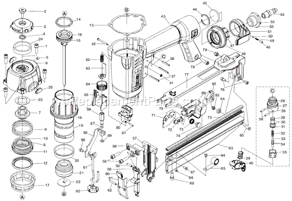 Page A Diagram and Parts List for R250SFA  Ridgid Nailer