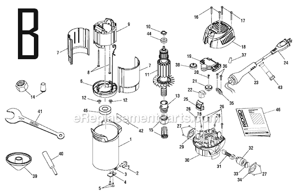Page B Diagram and Parts List for R29301  Ridgid Router