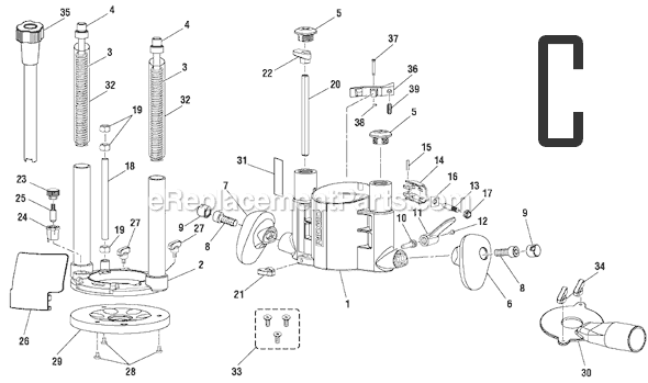 Page C Diagram and Parts List for R29301  Ridgid Router