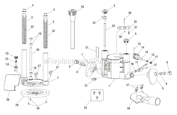 Page A Diagram and Parts List for R29302  Ridgid Router
