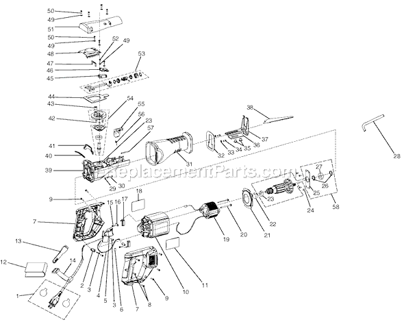 Page A Diagram and Parts List for R3000S  Ridgid Reciprocating Saw