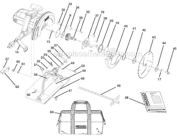 Page B Diagram and Parts List for R3201  Ridgid Circular Saw