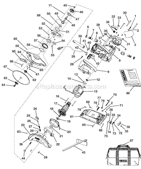 Page A Diagram and Parts List for R3203  Ridgid Circular Saw