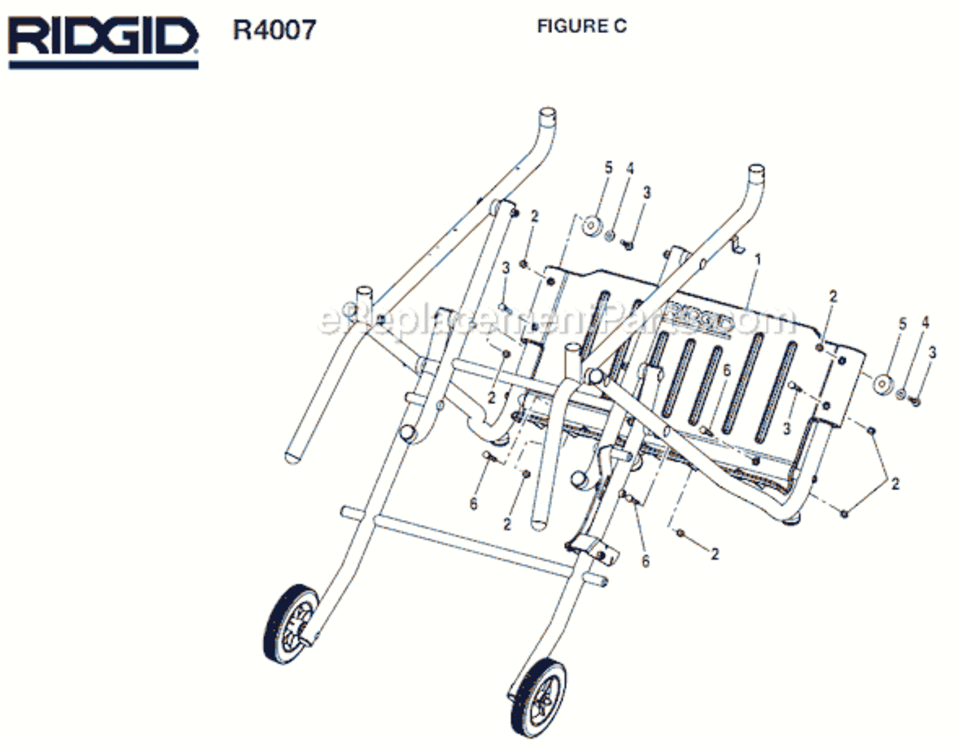 Page C Diagram and Parts List for R4007  Ridgid Tile Saw