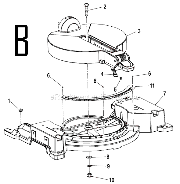Page B Diagram and Parts List for R4120  Ridgid Miter Saw