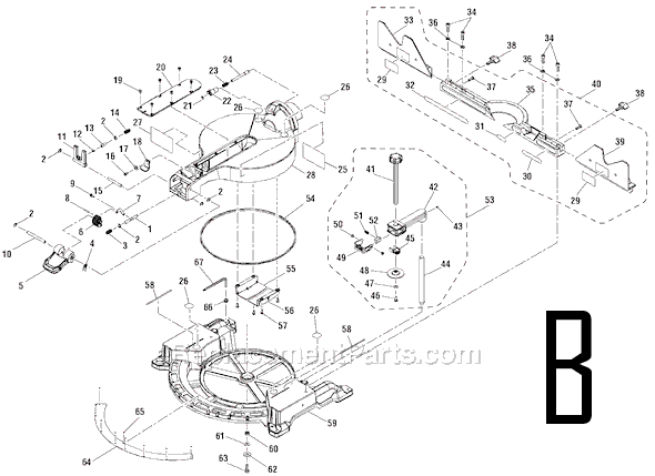 Page B Diagram and Parts List for R4121  Ridgid Miter Saw