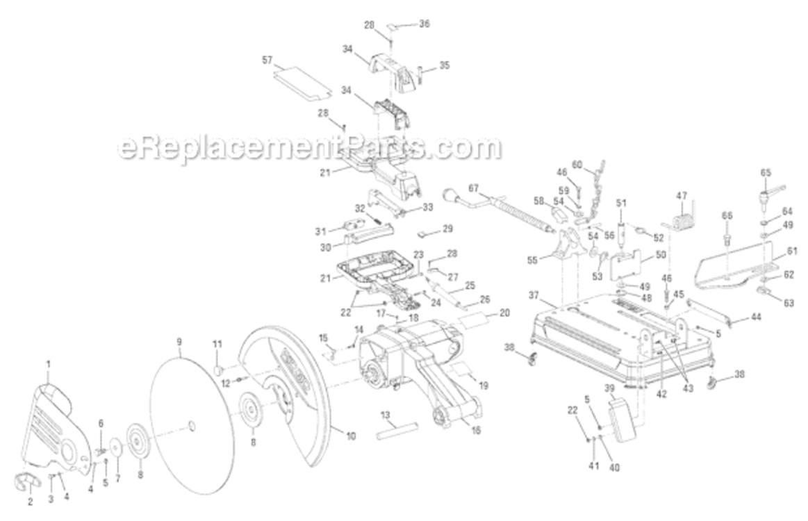 Page A Diagram and Parts List for R4142  Ridgid Chop Saw