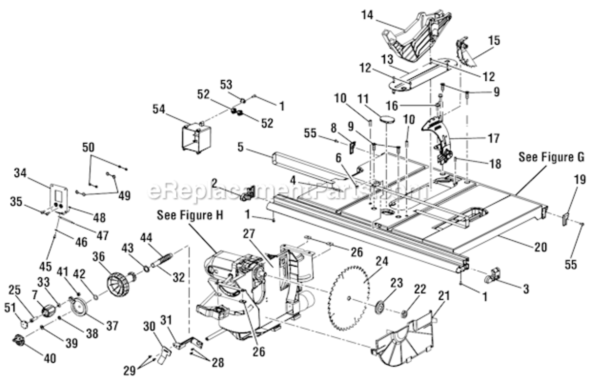 Tti Diagram and Parts List for R45101  Ridgid Table Saw