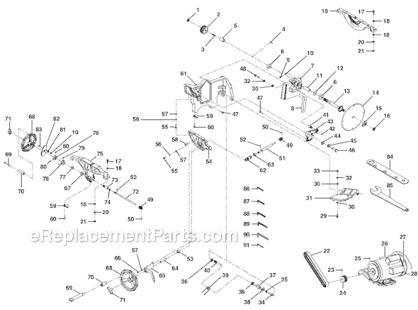 Page B Diagram and Parts List for R4511  Ridgid Table Saw
