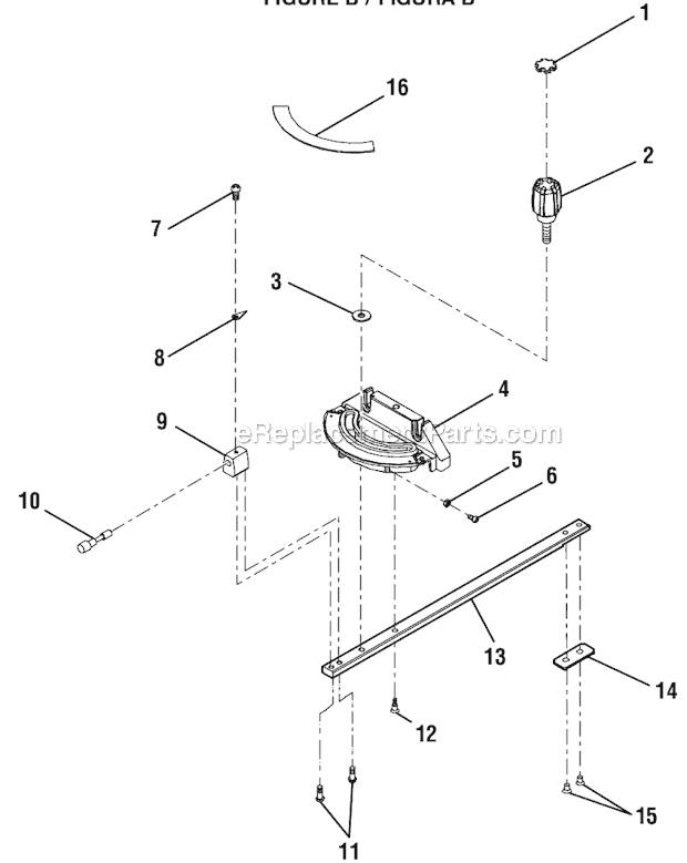 Page B Diagram and Parts List for R4512  Ridgid Table Saw