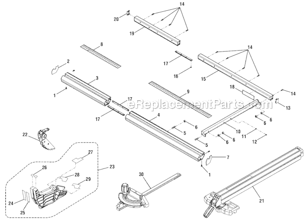 Page D Diagram and Parts List for R4512  Ridgid Table Saw