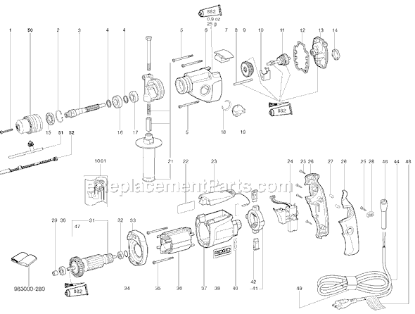 Page A Diagram and Parts List for R7100  Ridgid Electric Drill