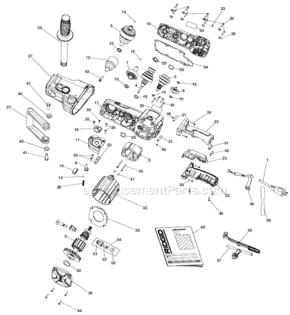 Page A Diagram and Parts List for R7130  Ridgid Electric Drill