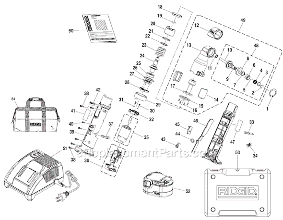 Page A Diagram and Parts List for R82233  Ridgid Impact Driver