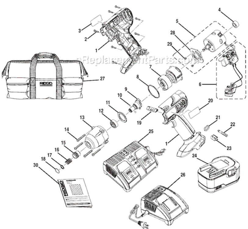 Page A Diagram and Parts List for R84230  Ridgid Impact Driver