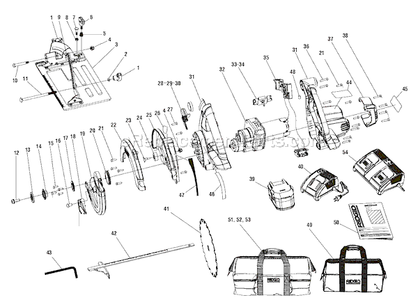 Page A Diagram and Parts List for R845 before G0434 Ridgid Circular Saw