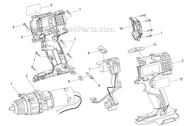Page A Diagram and Parts List for R86007B  Ridgid Cordless Drill