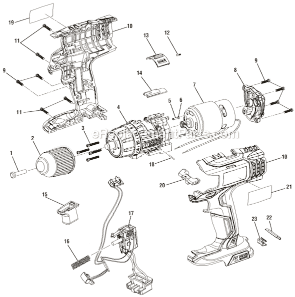 Page A Diagram and Parts List for R86014  Ridgid Cordless Drill