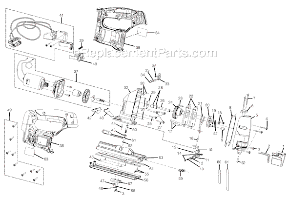 Page A Diagram and Parts List for R883  Ridgid Jig Saw