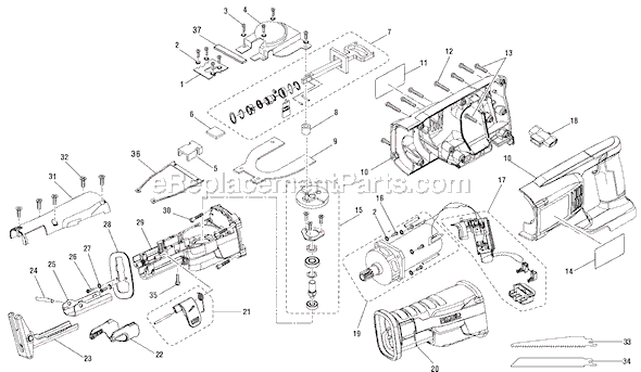 Page A Diagram and Parts List for R8841  Ridgid Reciprocating Saw