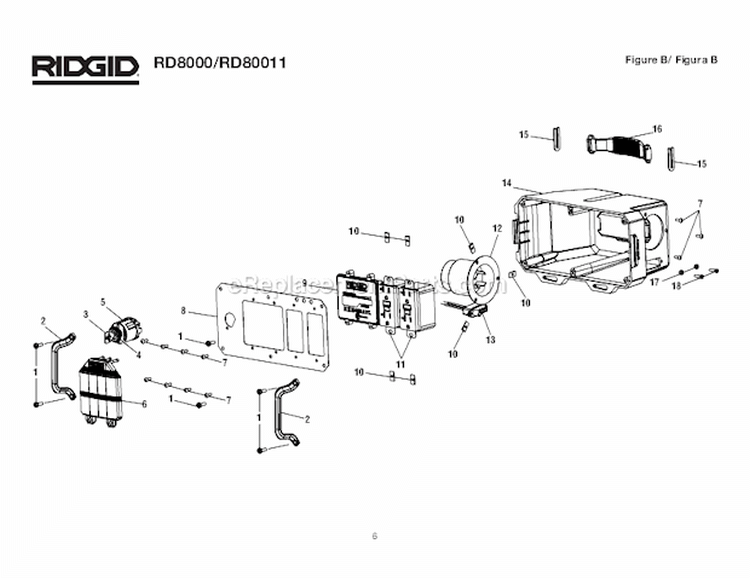 Figure B Diagram and Parts List for RD8000  Ridgid Generator