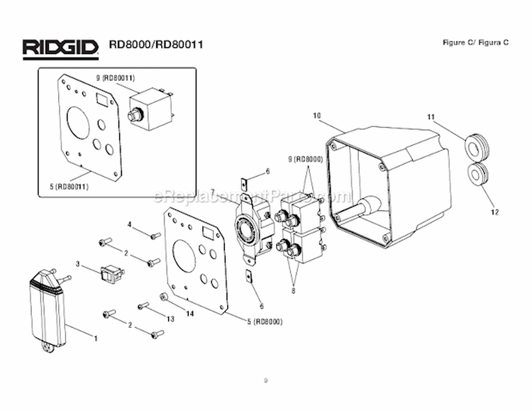 Figure C Diagram and Parts List for RD8000  Ridgid Generator