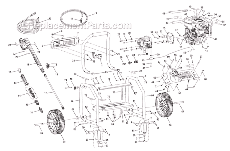 Page A Diagram and Parts List for RD80704  Ridgid Pressure Washer