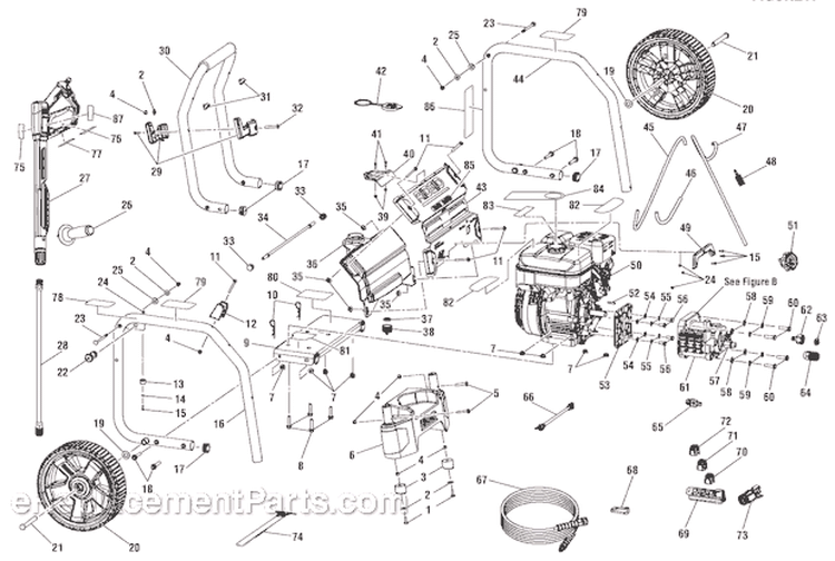 Main Assembly Diagram and Parts List for RD80903  Ridgid Pressure Washer