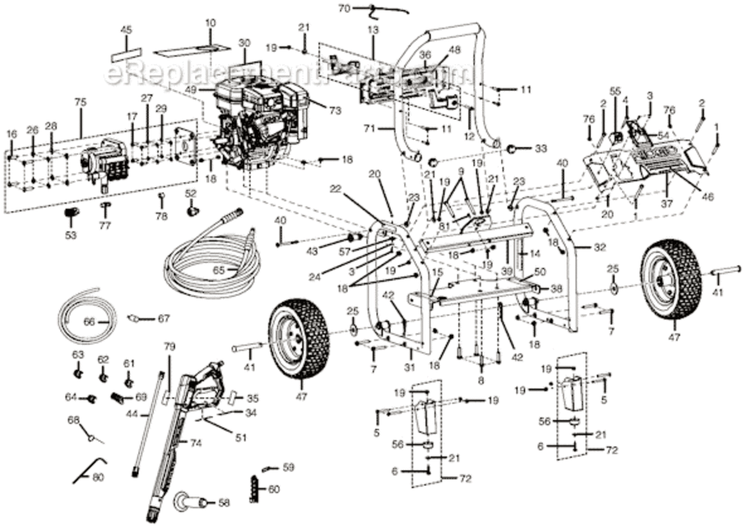 Page A Diagram and Parts List for RD80964  Ridgid Pressure Washer