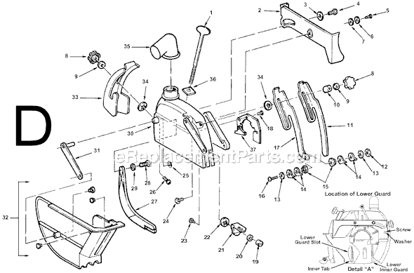 Page D Diagram and Parts List for RS10000  Ridgid Chop Saw