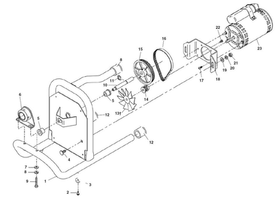 Motor/Frame Assembly Diagram and Parts List for K-40AF 71732 Ridgid Drain Cleaner