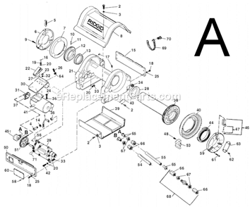 Part Location Diagram of 26362 Ridgid Gear Box Assy.