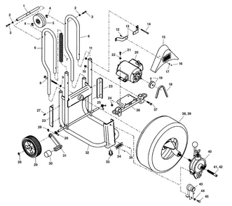 Frame And Drum Assembly Diagram and Parts List for K-750 WITH C-24 47047 Ridgid Drain Cleaner