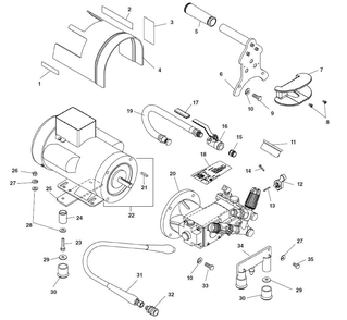 Main Components - Dual Pulse Model Diagram and Parts List for KJ-1350-2 63107 Ridgid Drain Cleaner